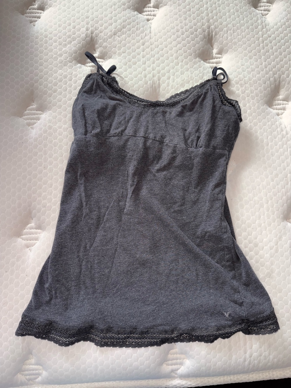 112. American Eagle Outfitters Charcoal Gray Lace-Trim Camisole
